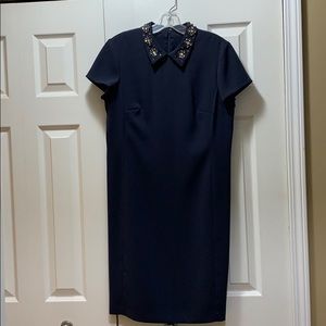 Ann Taylor jeweled neck navy dress